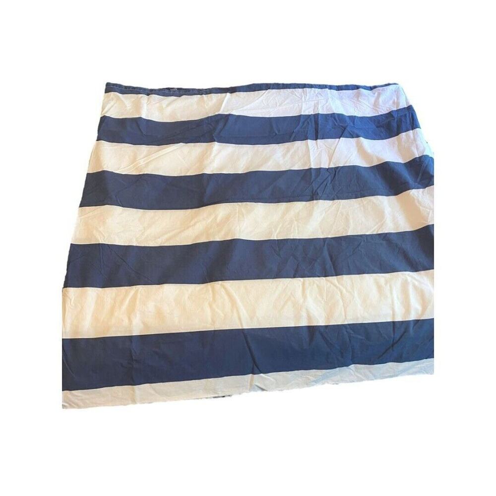 Pottery Barn Kids F/Q Queen Rugby Stripe Duvet Cover Sham Set Navy Whit